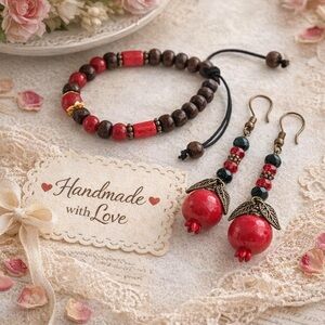 🆕 Pomegranate mini set (earrings+ bracelet)